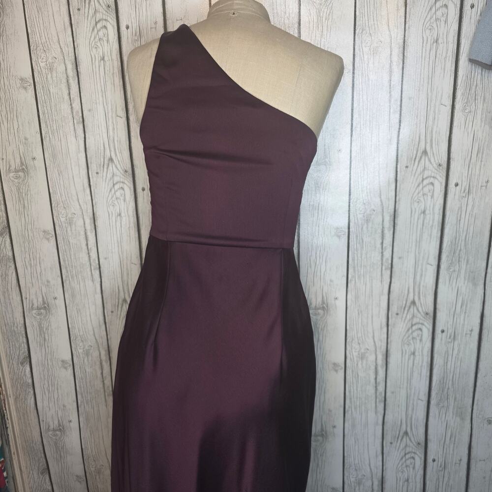 BHLDN Scottie One-Shoulder Satin Maxi Dress Dark Plum Purple Size 6 - Picture 6 of 11